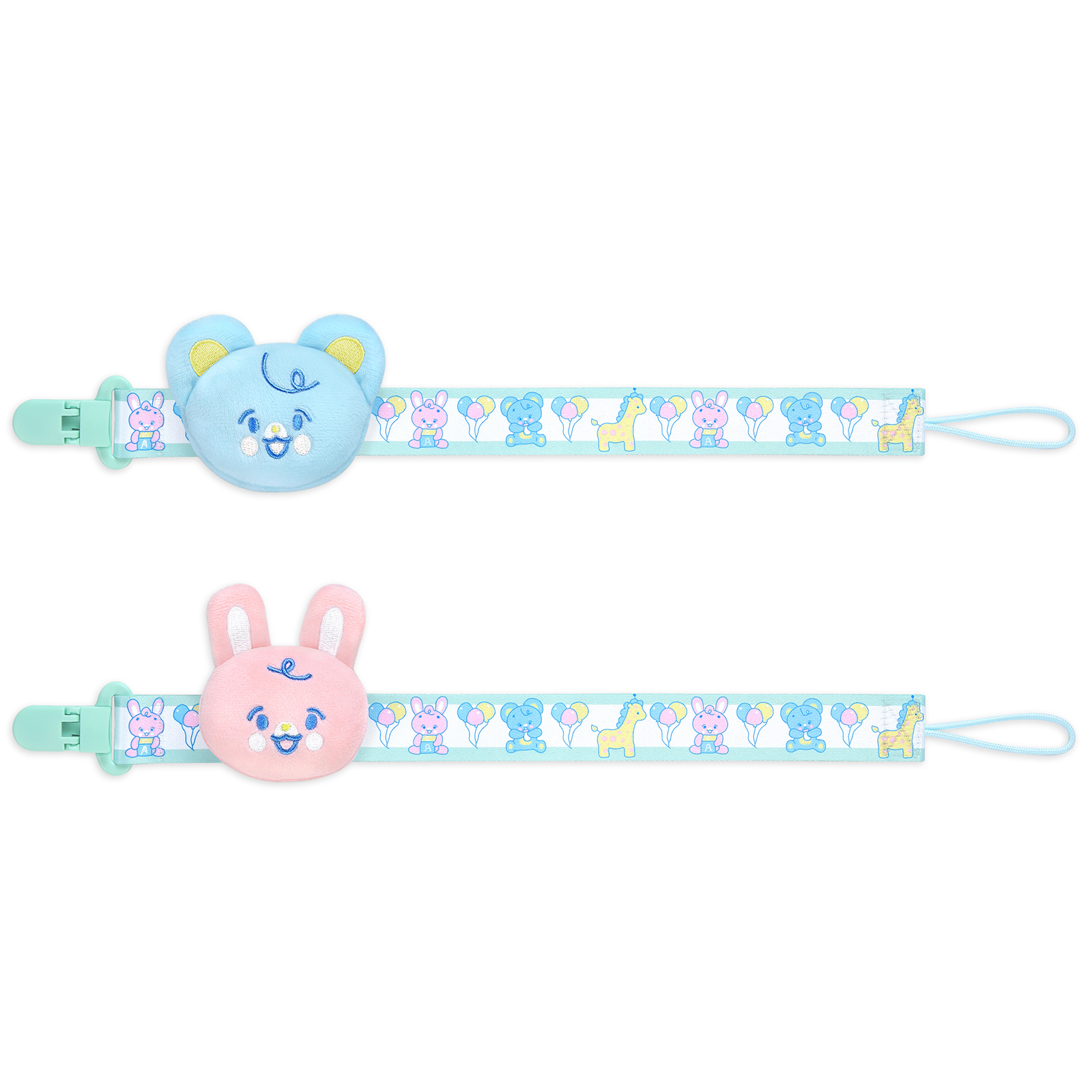 Baby Parade Stuffed Animal Pacifier 2 Paci Clips Set