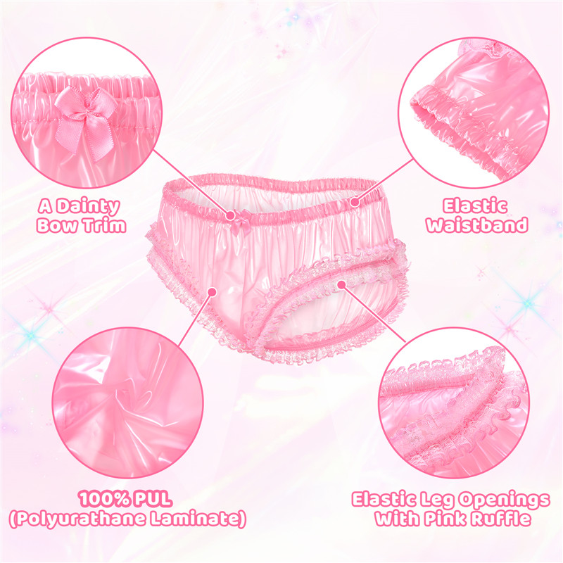 Dolly Pink Plastic Ruffle Panties