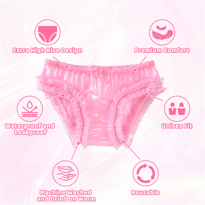 Dolly Pink Plastic Ruffle Panties
