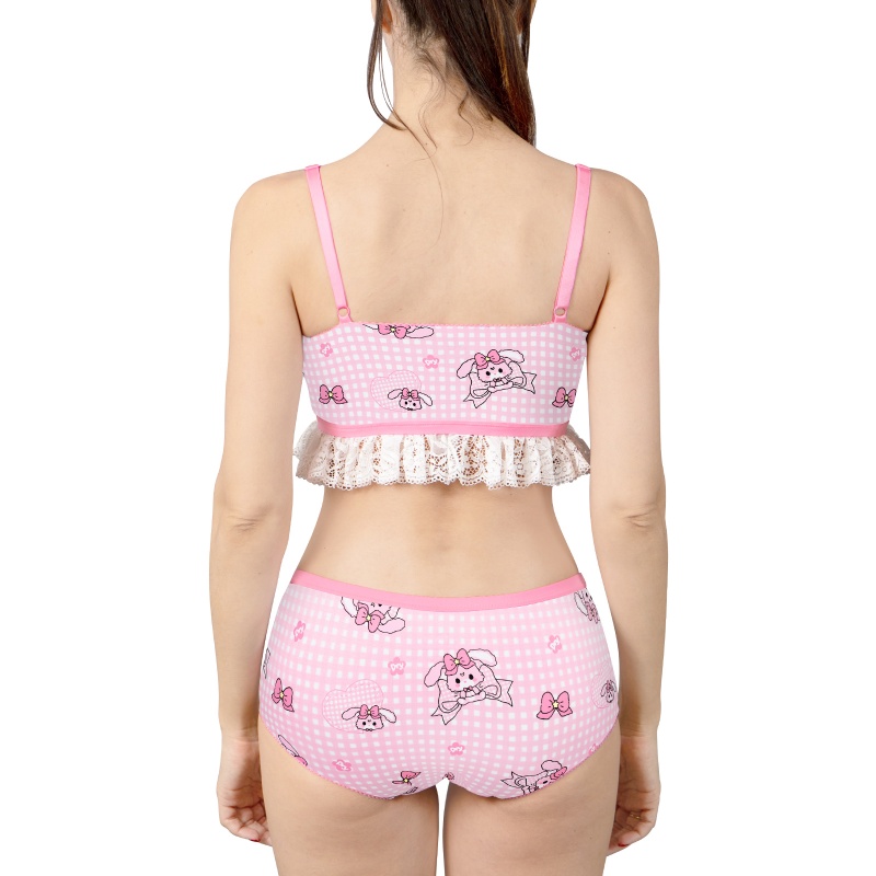 Bunnies & Bows Usagi Bralette Set with Lacy Trim