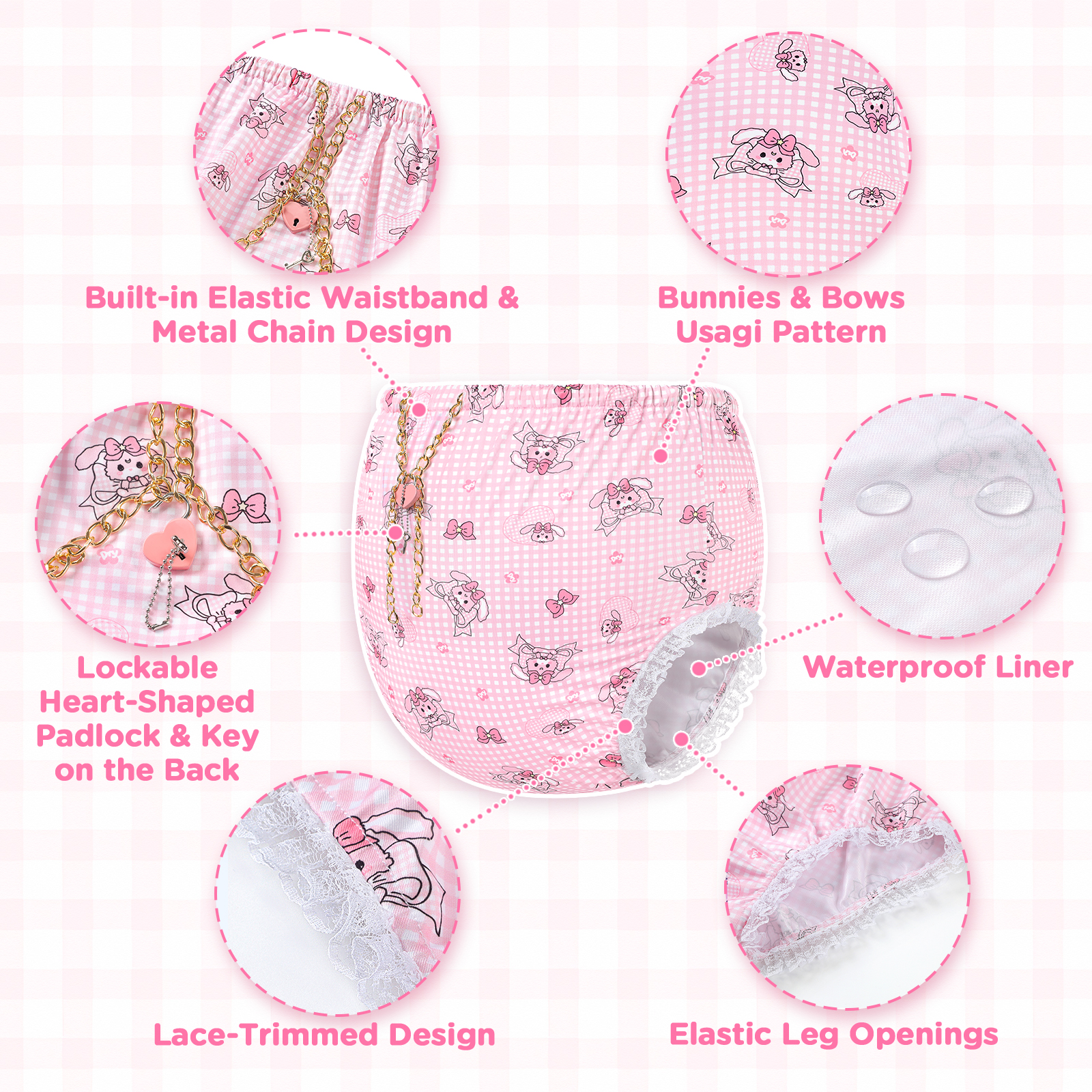 Bunnies & Bows Usagi Pattern Lockable Waistband Pull-On Diaper Cover