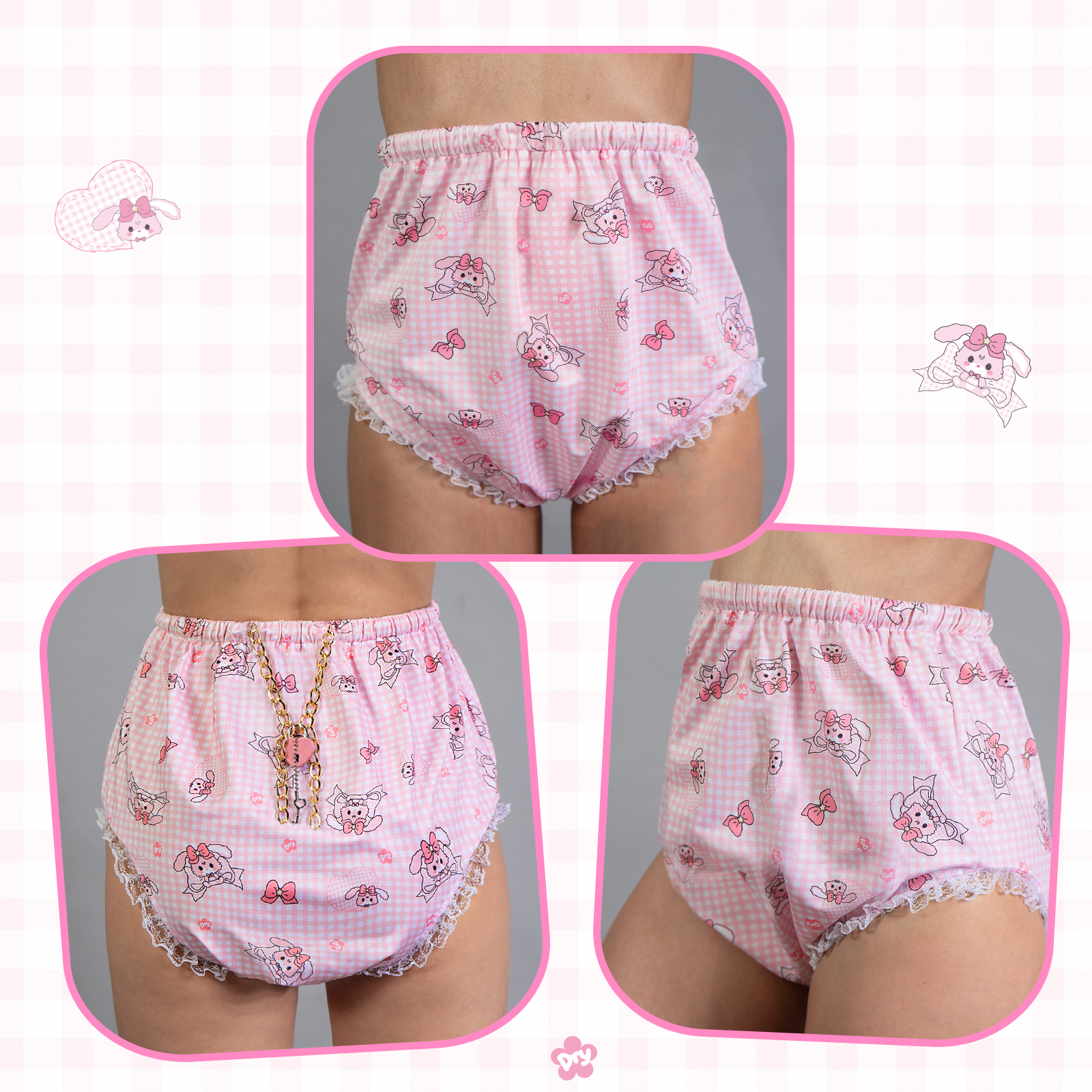 Bunnies & Bows Usagi Pattern Lockable Waistband Pull-On Diaper Cover