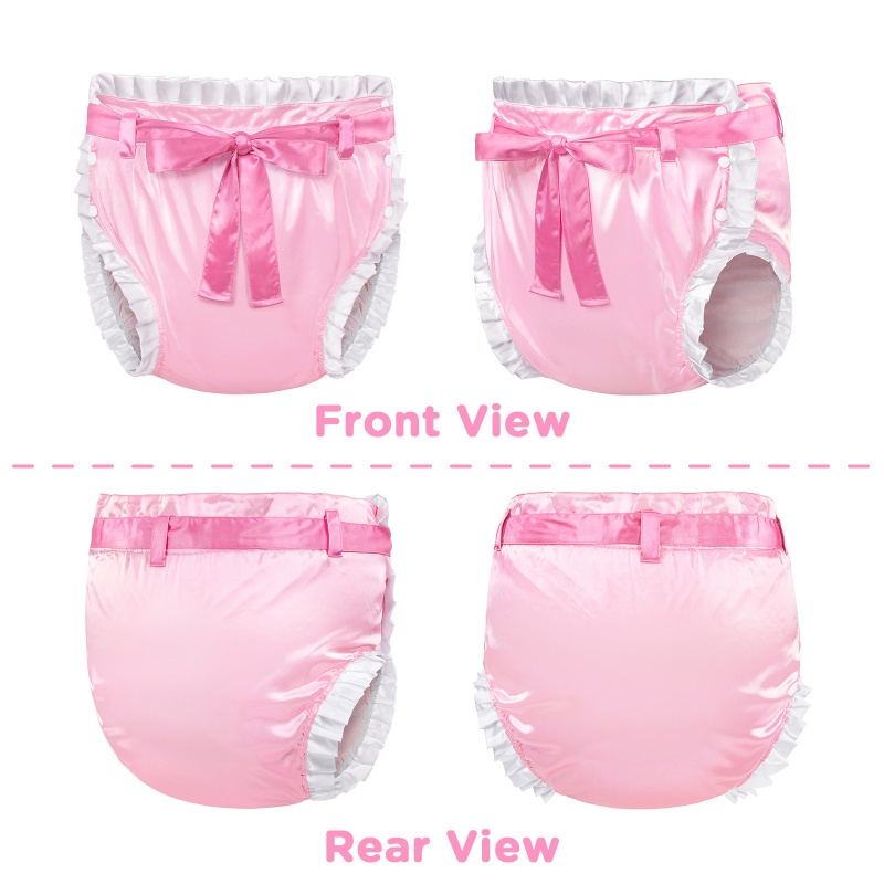 Pretty in Pink Satin Ribbon Tied Omutsu Japanese Diaper Cover