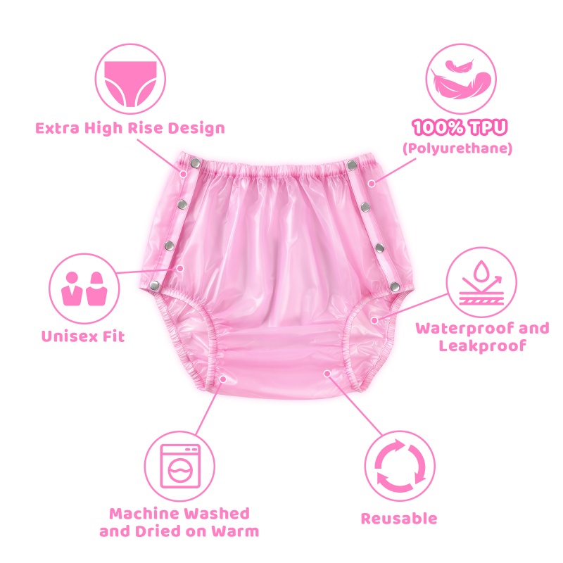 Dolly Pink Adult Plastic Pull-On Diaper Pants Cover