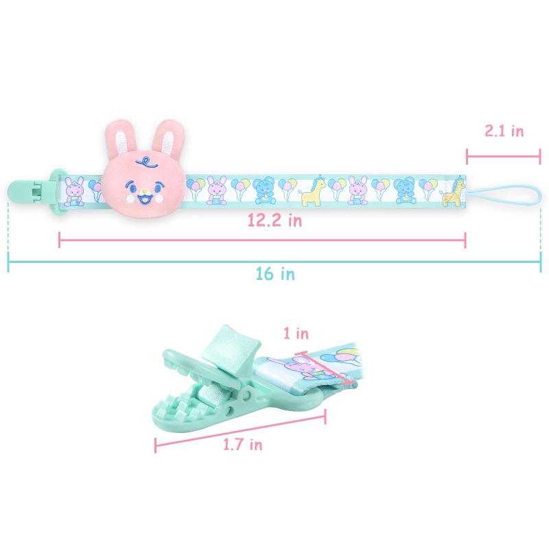 Baby Parade Stuffed Animal Pacifier Clip Pink Bunny