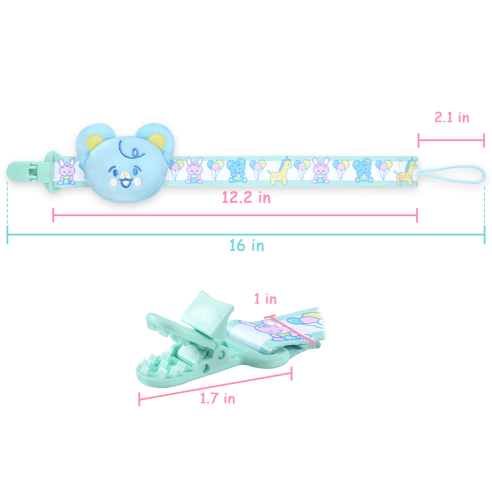 Baby Parade Stuffed Animal Pacifier Clip Blue Bear