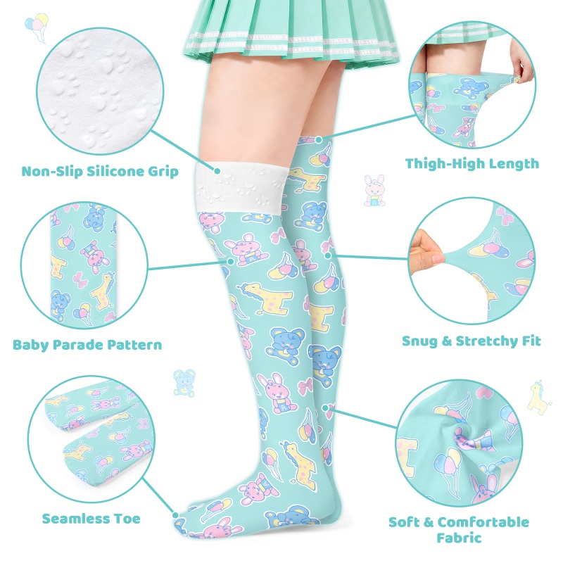 Baby Parade Over the Knee Silk Stockings with Stuffie – Green