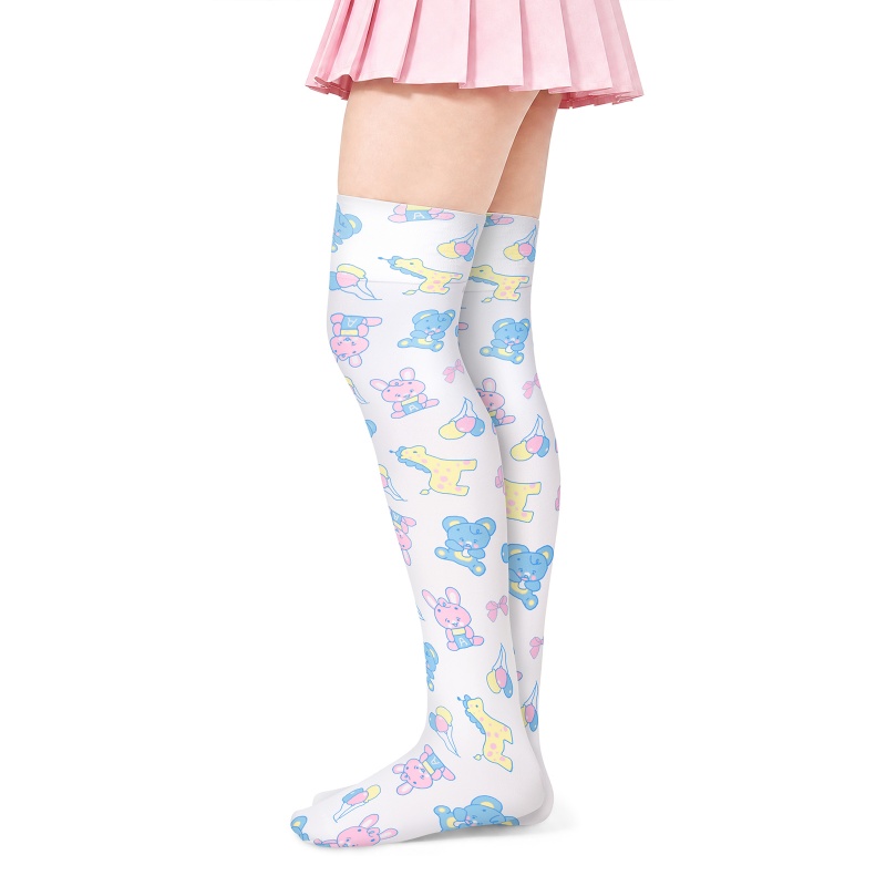 Baby Parade Over the Knee Silk Stockings with Stuffie – White