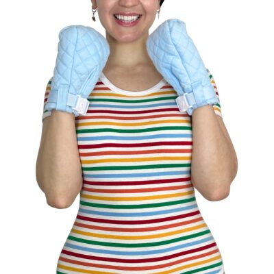 Adult Baby Soft Padded Quilted Cotton Locking Mittens
