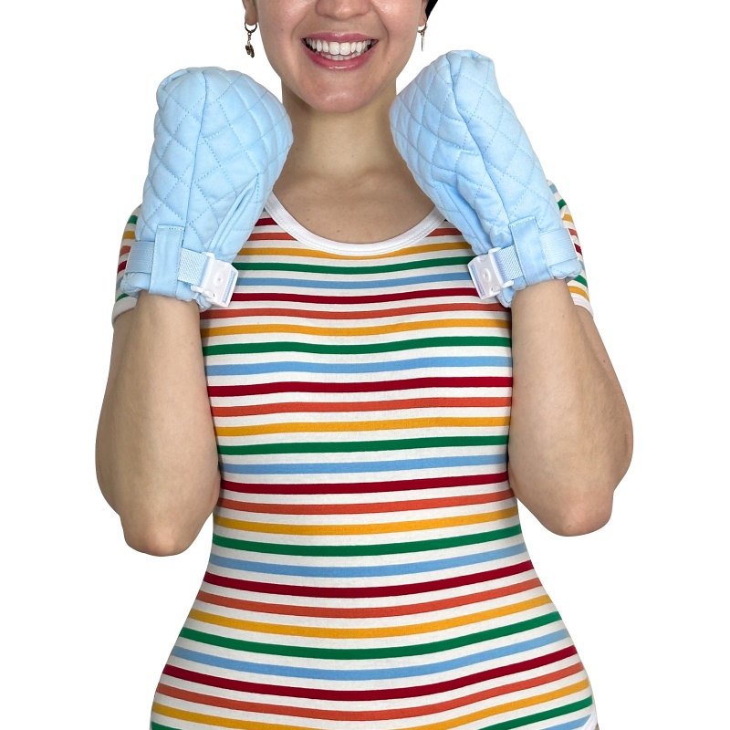 Adult Baby Soft Padded Quilted Cotton Locking Mittens