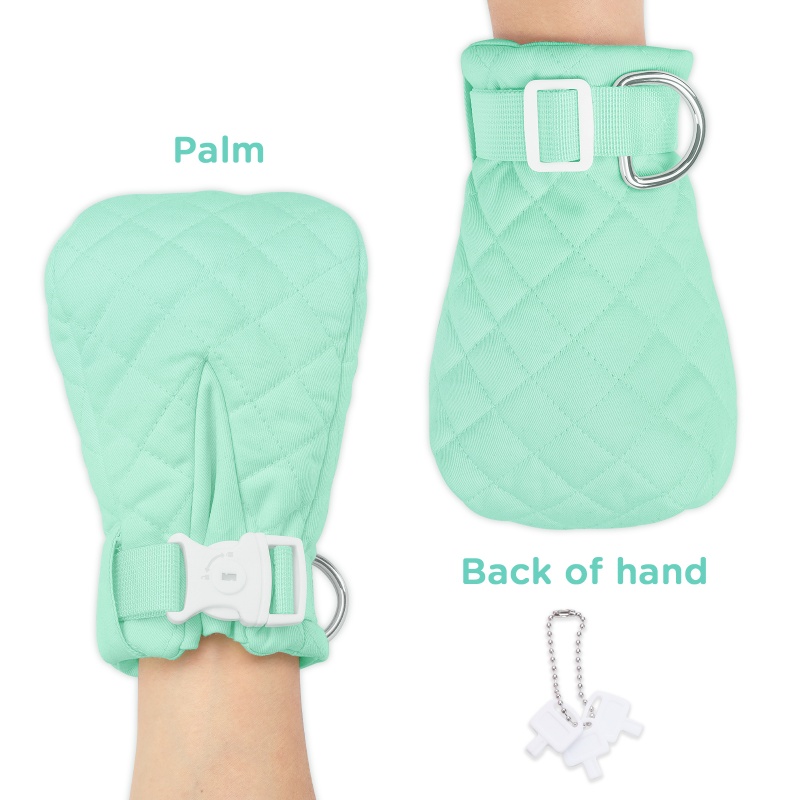 Adult Baby Soft Padded Quilted Cotton Locking Mittens