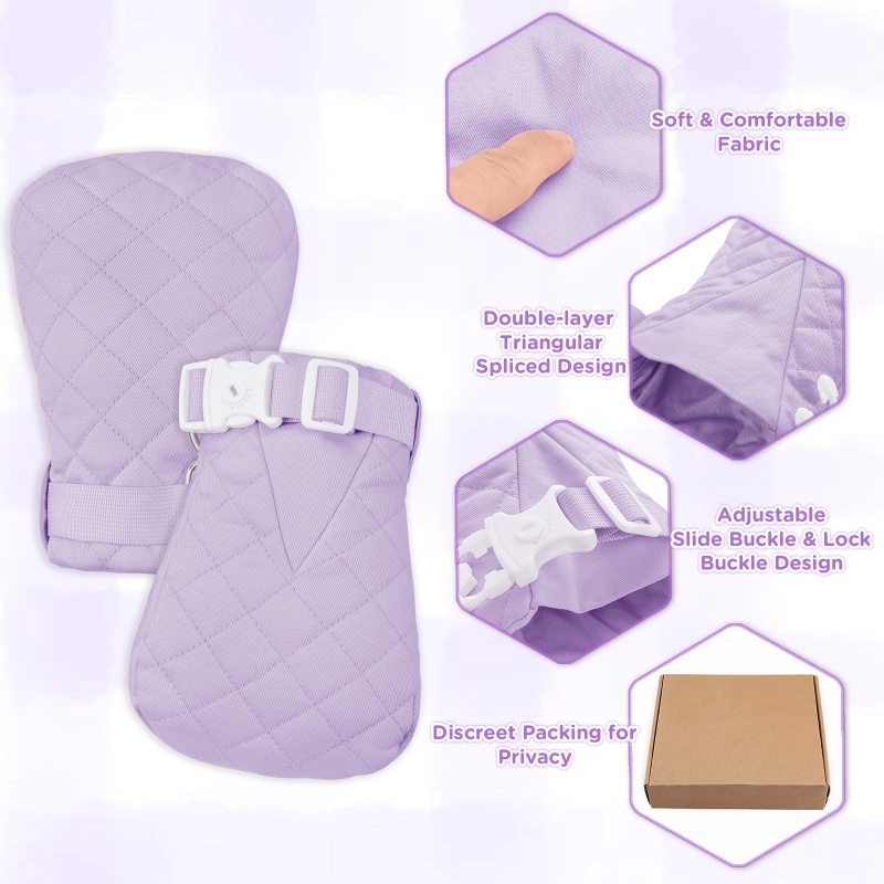 Adult Baby Soft Padded Quilted Cotton Locking Mittens