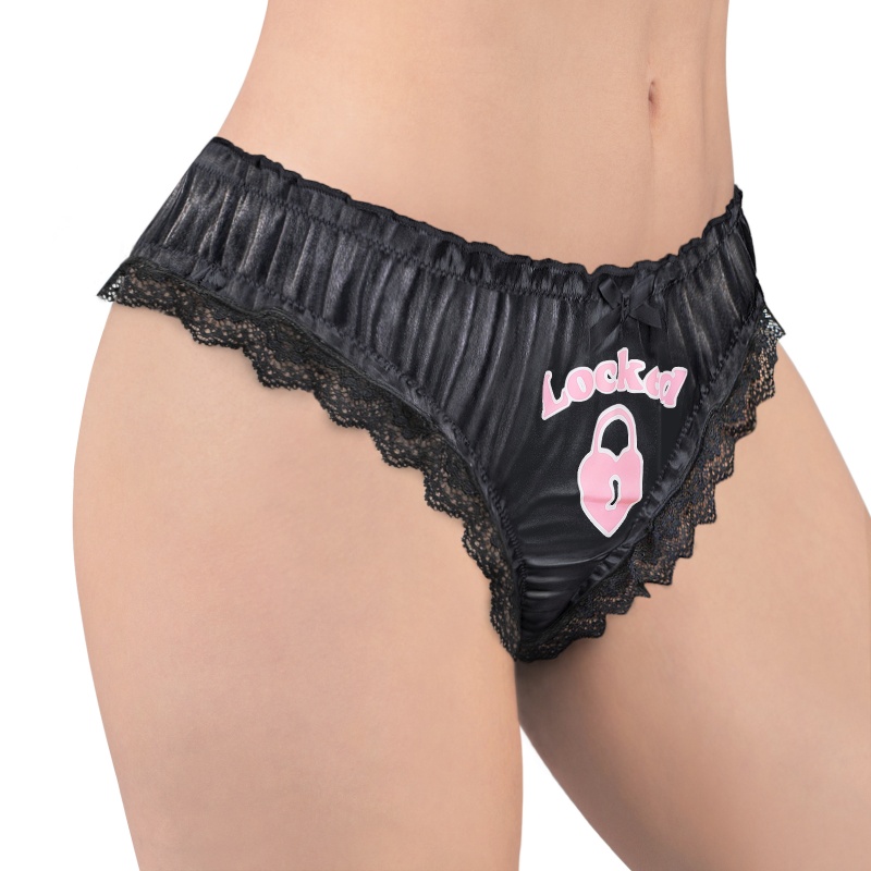 Chastity SissyUniversity Satin Lace Panties Black