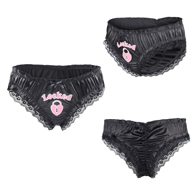 Chastity SissyUniversity Satin Lace Panties Black