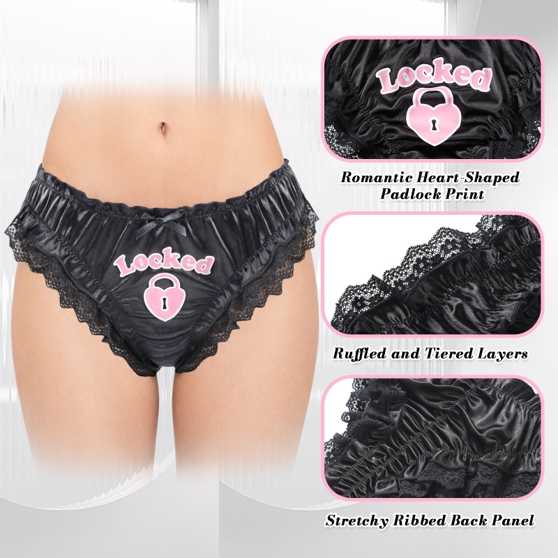 Chastity SissyUniversity Satin Lace Panties Black