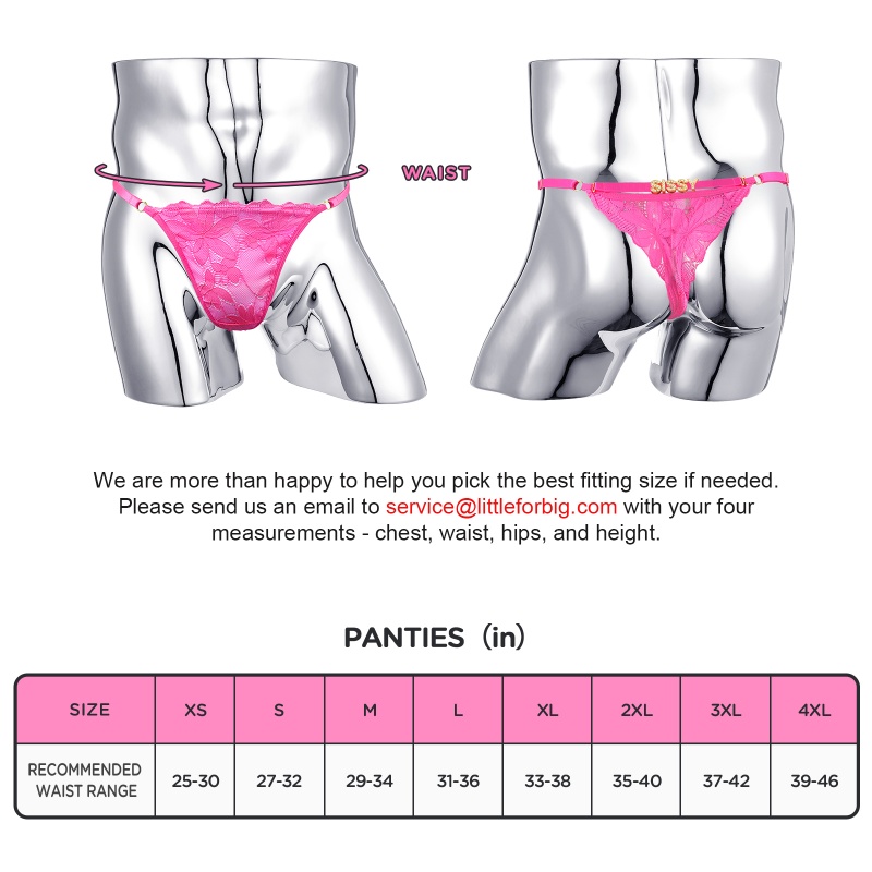 SissyUniversity Doll Lace and Rhinestone Tanga Tucking Gaff Thong Panties Hot Pink