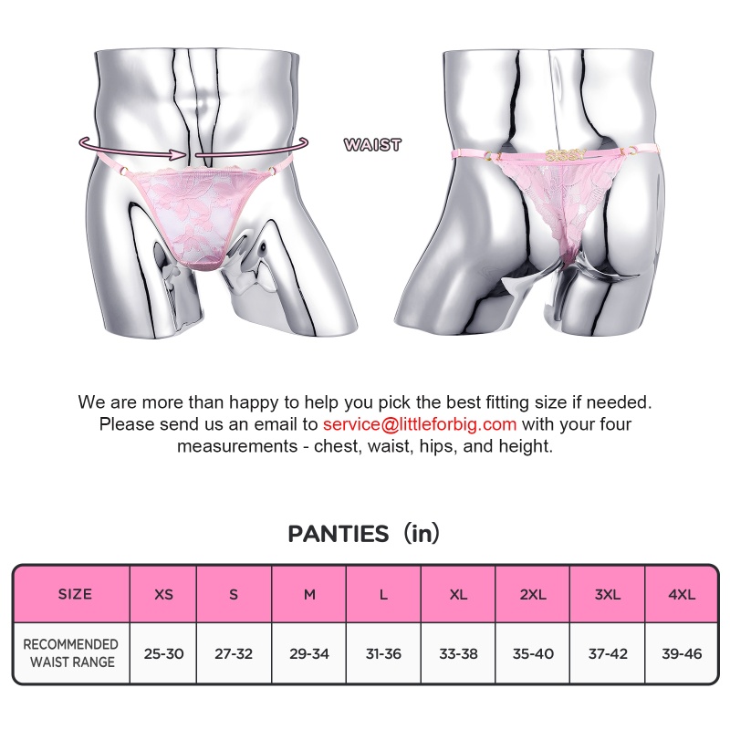 SissyUniversity Doll Lace and Rhinestone Tanga Tucking Gaff Thong Panties Pink
