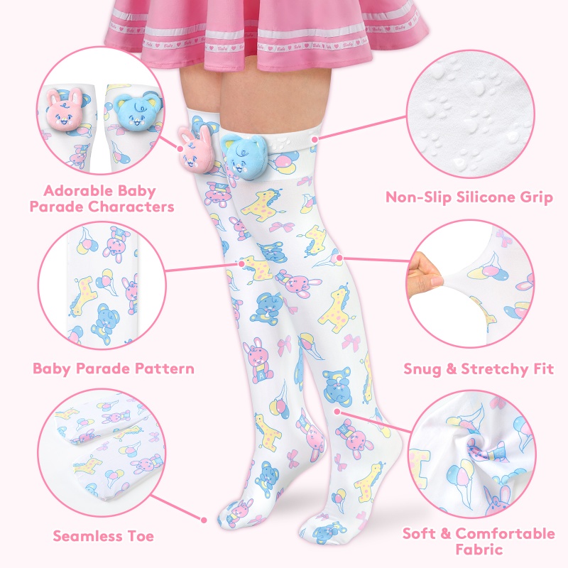 Baby Parade Over the Knee Silk Stockings with Stuffie – White