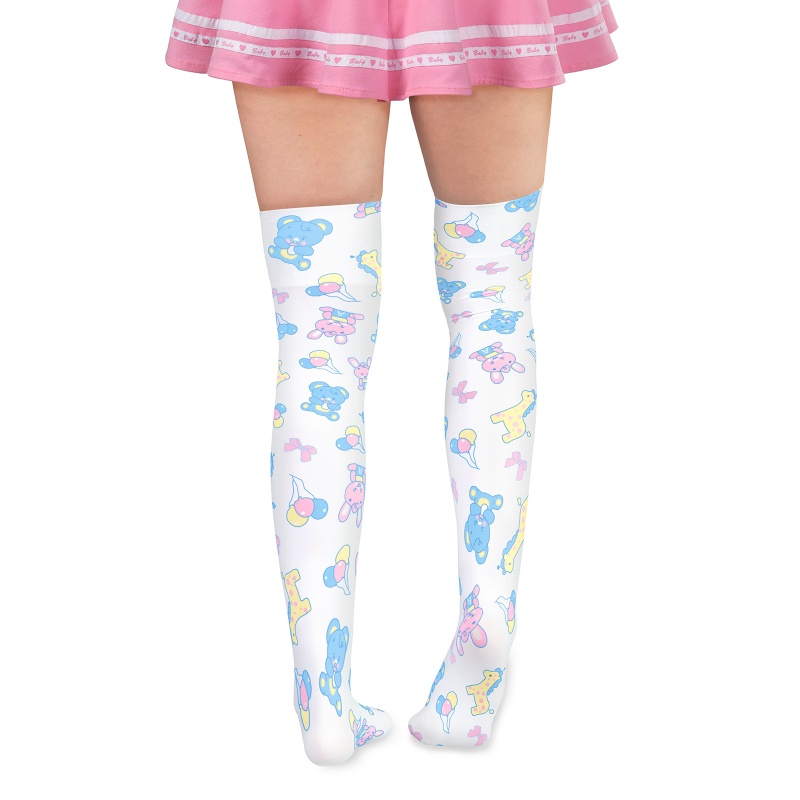 Baby Parade Over the Knee Silk Stockings with Stuffie – White