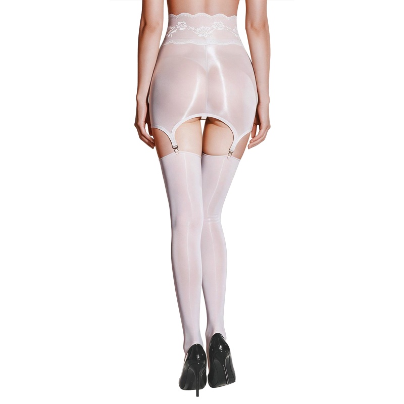 SissyUniversity Lace Sheer Garter Skirt Stockings
