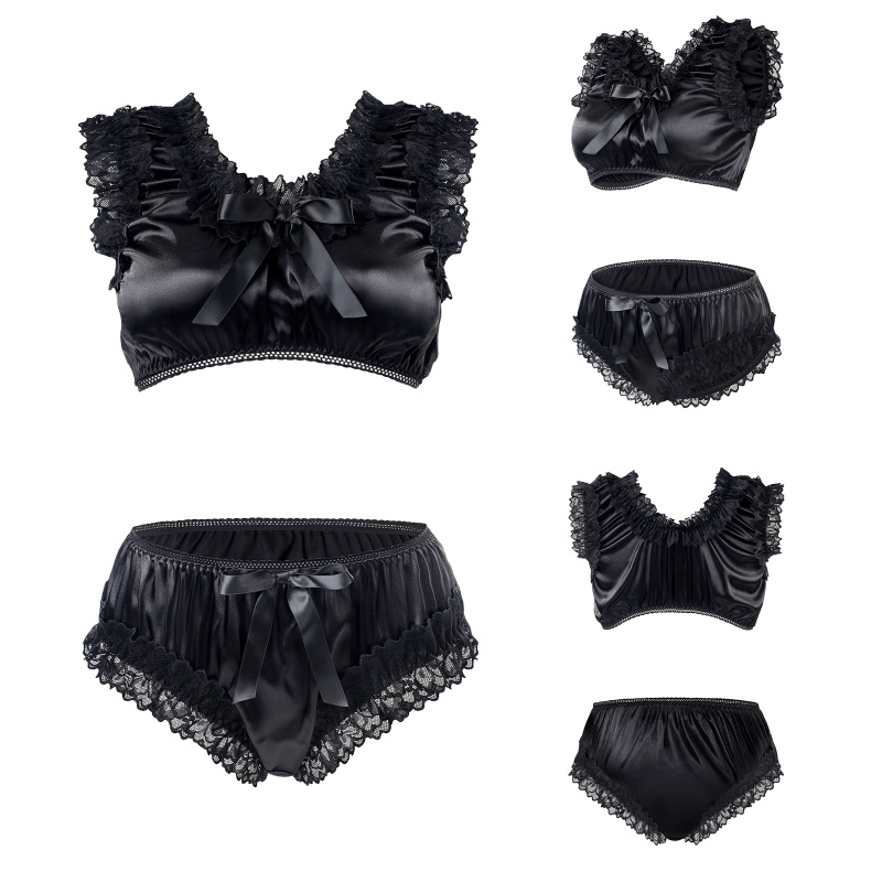 Satin SissyUniversiry Baby Bralette Set Black