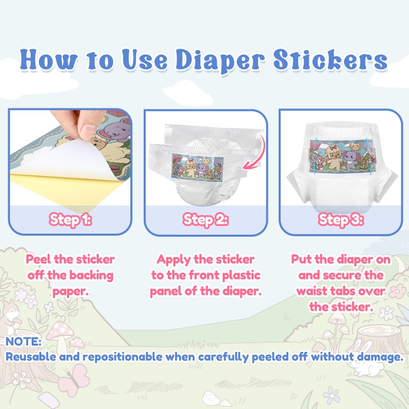 Baby Tapes Baby Friends Adult Diaper Stickers 6 Sheets