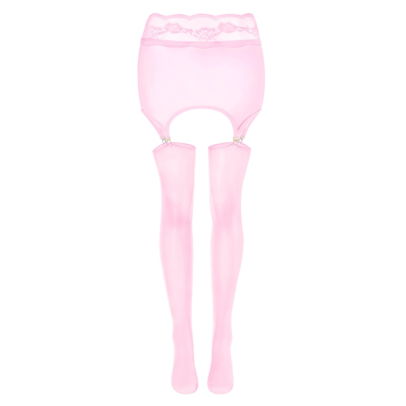 SissyUniversity Lace Sheer Garter Skirt Stockings