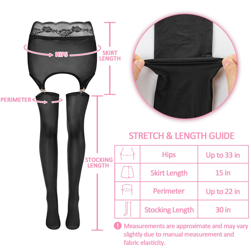 SissyUniversity Lace Sheer Garter Skirt Stockings