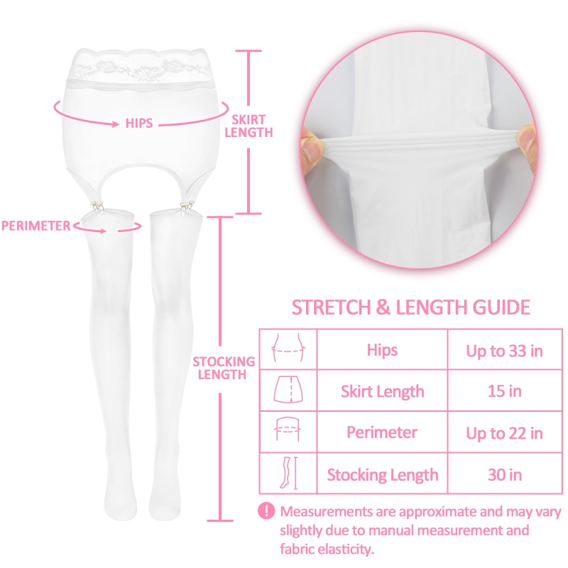 SissyUniversity Lace Sheer Garter Skirt Stockings