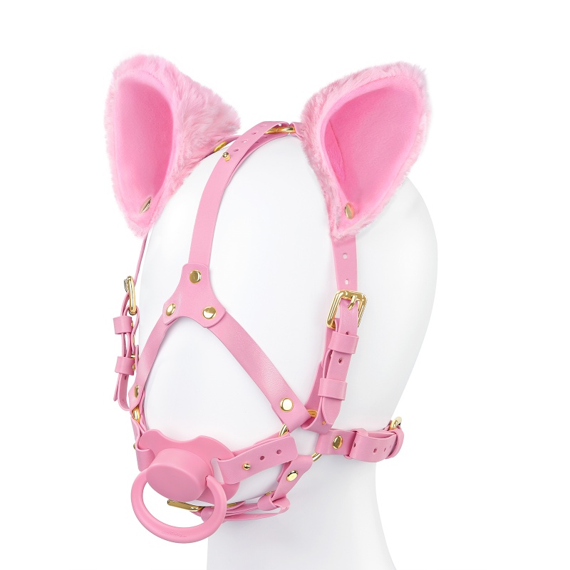 Little Furry Fluffy Ears Pacifier Petplay Head Harness