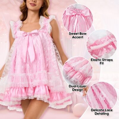 Satin & Lace Little SissyUniversity Slip Dress Nightgown