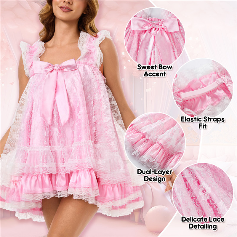 Satin & Lace Little SissyUniversity Slip Dress Nightgown