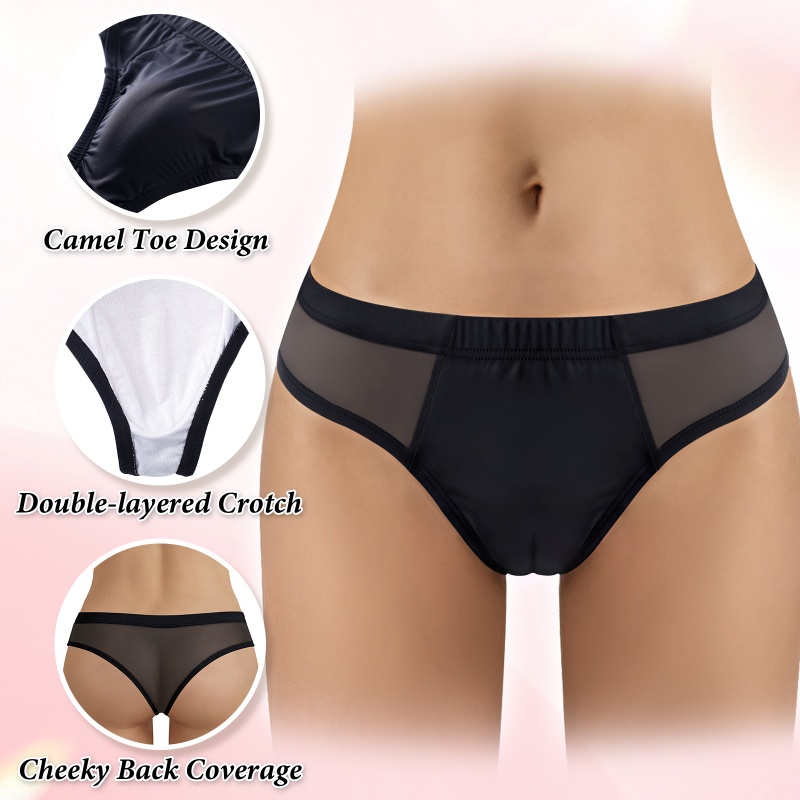 Camel Toe Tucking Gaff Brazilian Cheeky Panties Black