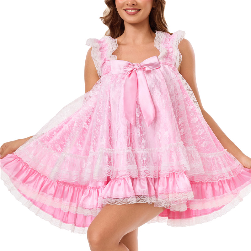 Satin & Lace Little SissyUniversity Slip Dress Nightgown