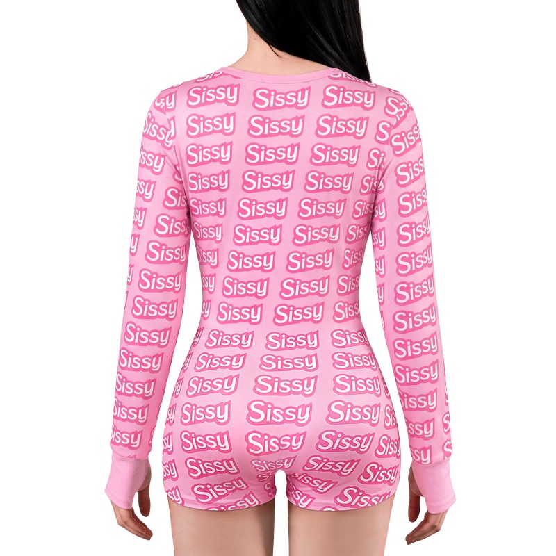 SissyUniversity All-Over Sissy Print Thumb Sucker Romper Onesie