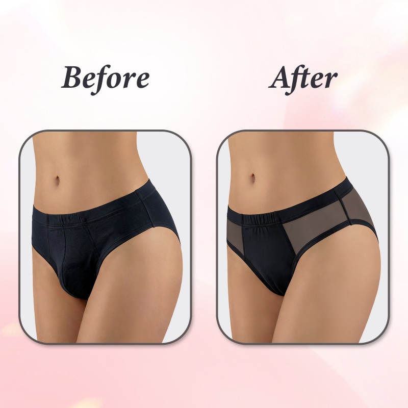 Camel Toe Tucking Gaff Brazilian Cheeky Panties Black