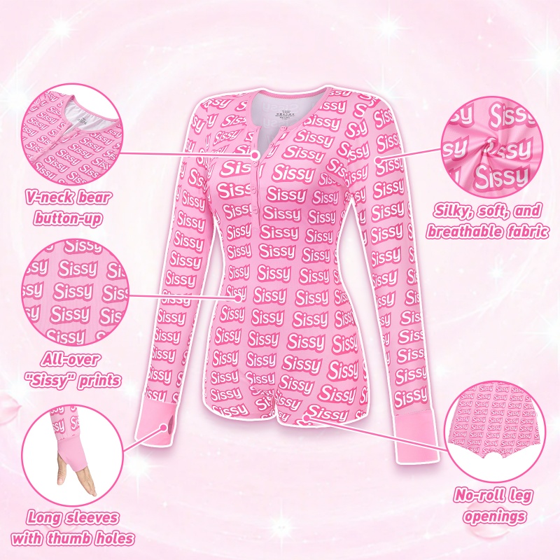 SissyUniversity All-Over Sissy Print Thumb Sucker Romper Onesie