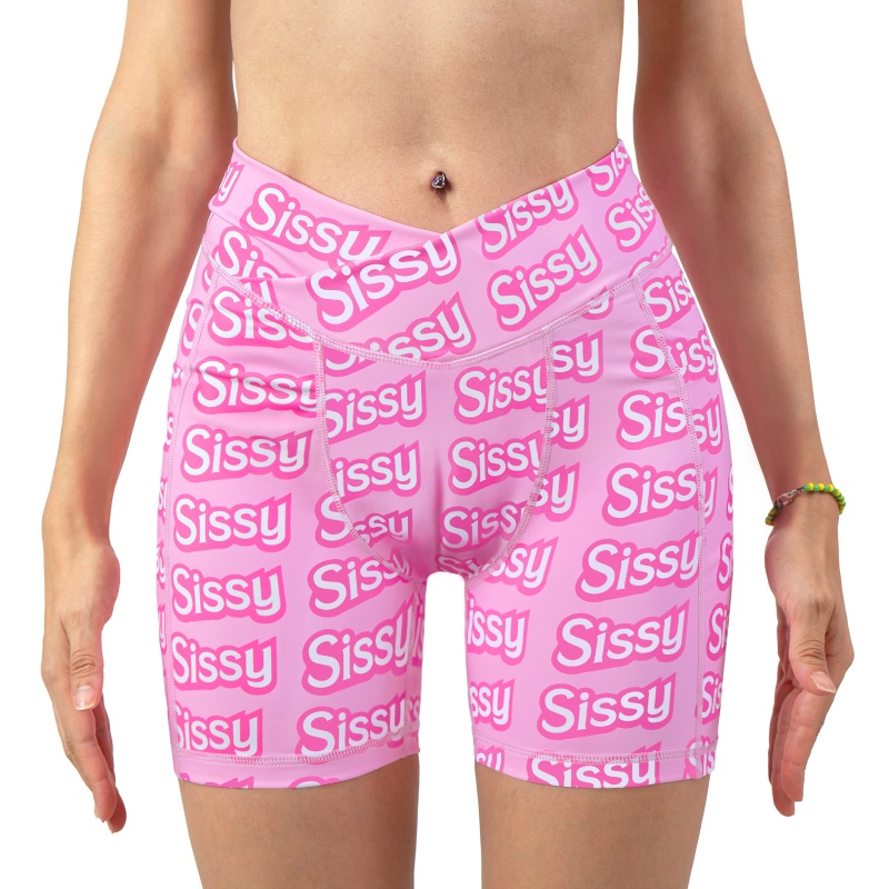 SissyUniversity High Waisted Camel Toe Insert Tucking Gaff Yoga Shorts Leggings