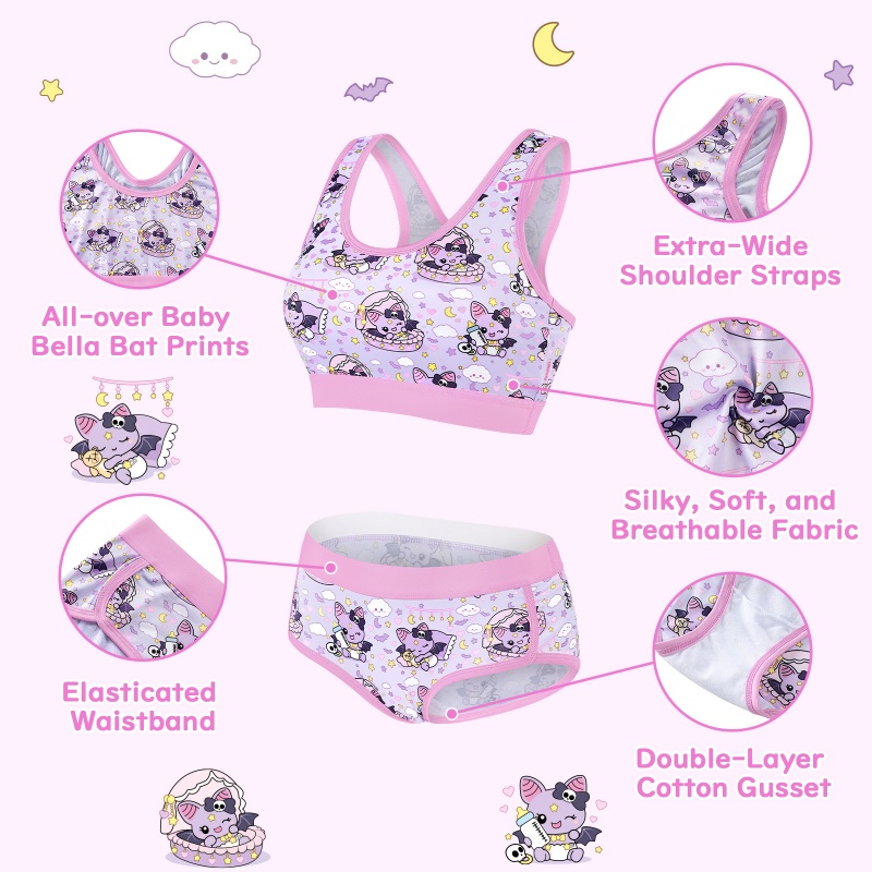 Baby Bella Bat Print Bralette Set
