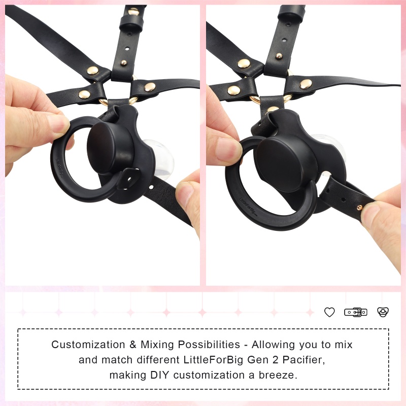 Little Furry Fluffy Ears Pacifier Petplay Head Harness