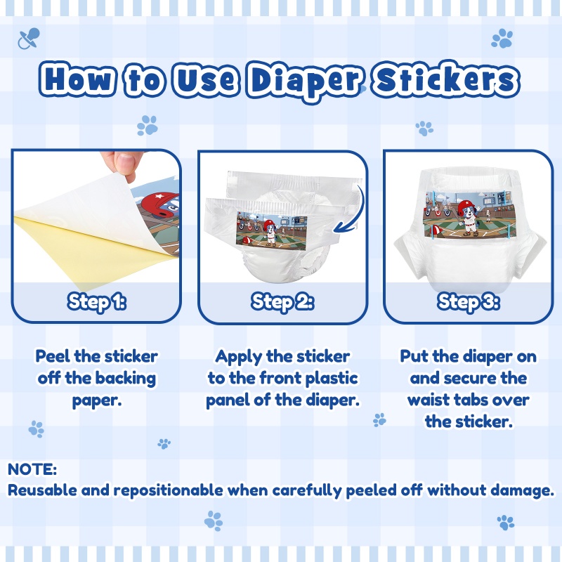 Baby Tapes Little Blue Big Dreams Adult Diaper Stickers 4 Sheets