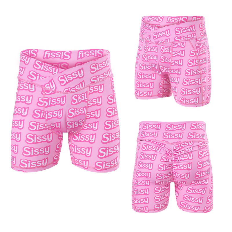 SissyUniversity High Waisted Camel Toe Insert Tucking Gaff Yoga Shorts Leggings
