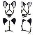 Little Furry Fluffy Ears Pacifier Petplay Head Harness