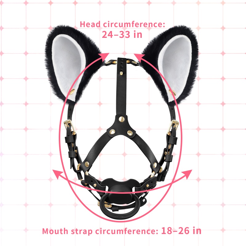 Little Furry Fluffy Ears Pacifier Petplay Head Harness