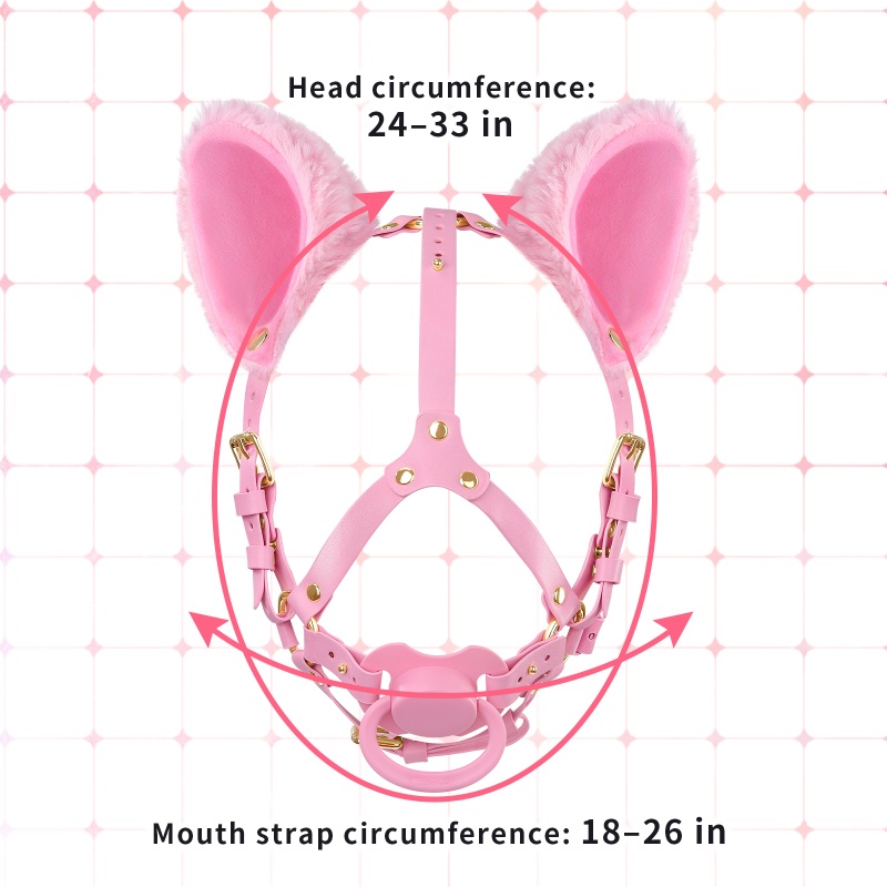 Little Furry Fluffy Ears Pacifier Petplay Head Harness