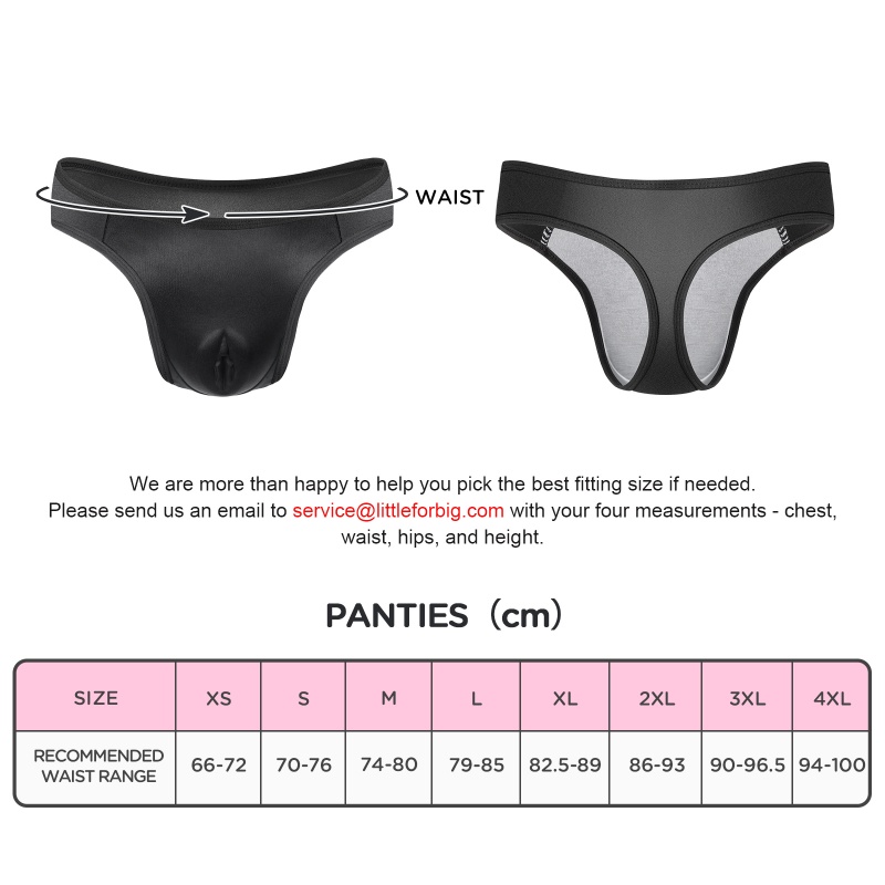 Realistic Camel Toe Tucking Gaff Thong Panties Black