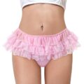 Lace Skort Tucking Gaff Thong Panties Pink