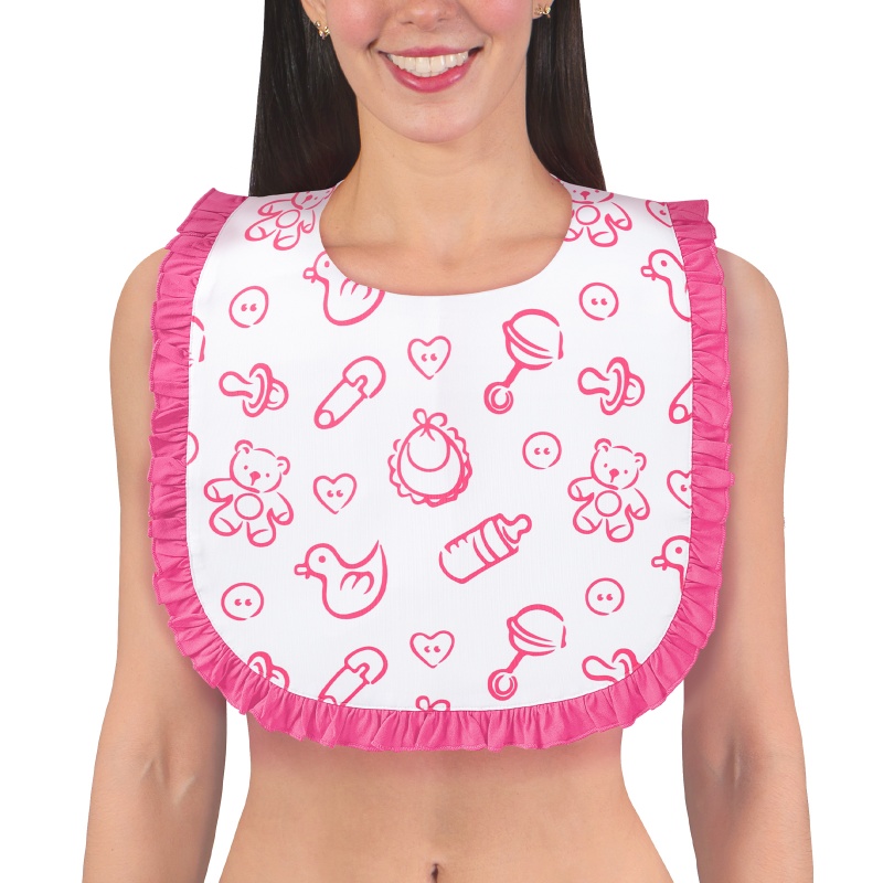 adlut bib with ruffle trim