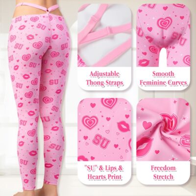 Y2K Thong Strap Hot Lips Sissy Camel Toe Pad Yoga Pants Leggings