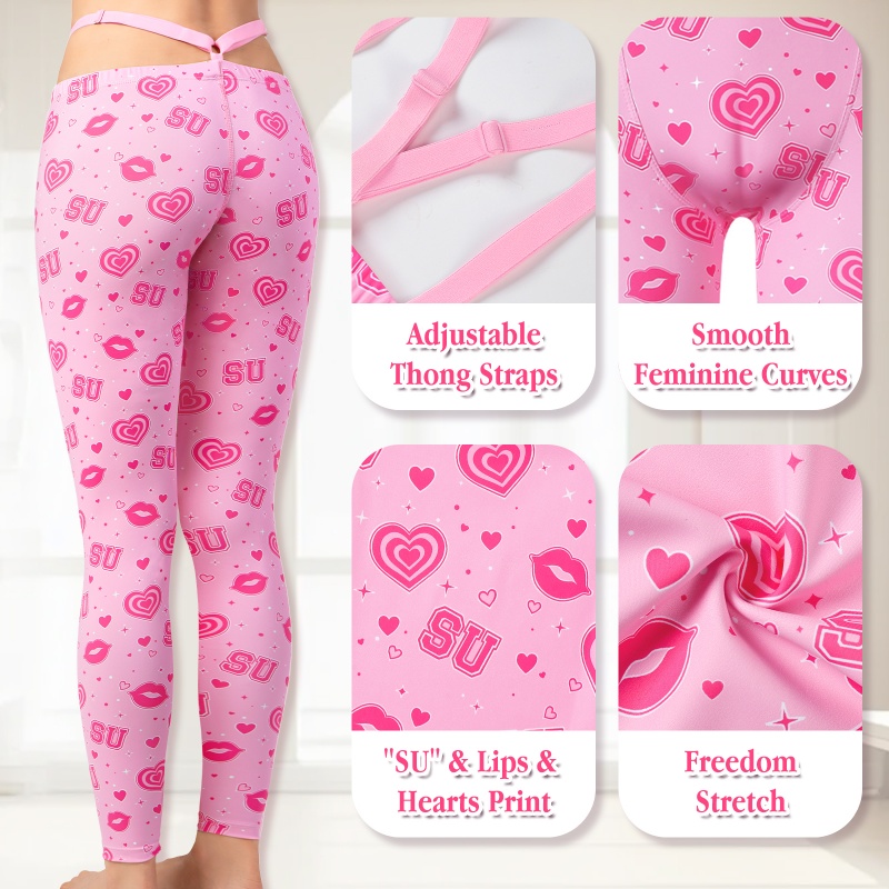 Y2K Thong Strap Hot Lips Sissy Camel Toe Pad Yoga Pants Leggings